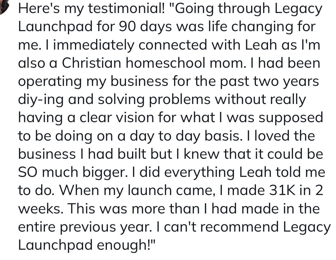 Legacy Launchpad student result 5